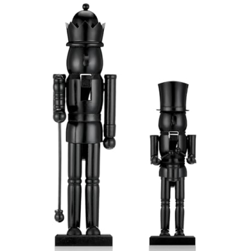 2 Pcs Christmas Nutcracker Ornaments 15'' 10'' Traditional Black Wooden Nutcracker Figures Nutcracke...