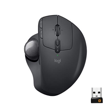 Logitech MX Ergo Wireless Trackball Mouse, Ergonomic Design, Move Content Between 2 Windows and Appl...