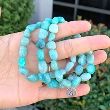 Adabele 1pc Real Natural Amazonite Gemstone Beaded Bracelet 7 inch Irregular Chakra Healing Crystal ...
