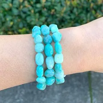 Adabele 1pc Real Natural Amazonite Gemstone Beaded Bracelet 7 inch Irregular Chakra Healing Crystal Rock Women Mom Gift GBX-C45