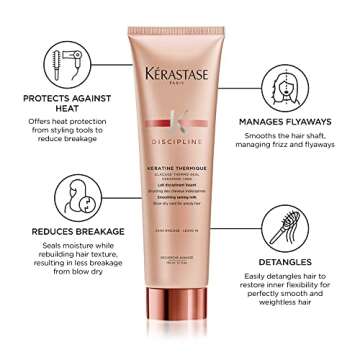 KÉRASTASE Discipline Thermique Blow Dry Primer Serum, Pre-Styling Cream & Heat Protectant, Smooths Hair Fiber with Morpho-Keratine & Ceramides for All Hair Types, 5.1 Fl Oz