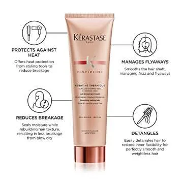 KÉRASTASE Discipline Thermique Blow Dry Primer Serum, Pre-Styling Cream & Heat Protectant, Smooths Hair Fiber with Morpho-Keratine & Ceramides for All Hair Types, 5.1 Fl Oz