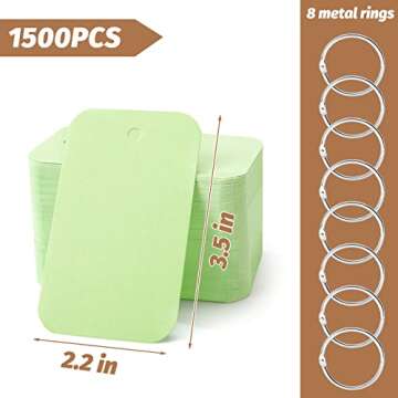 Koogel 1,500PCS Multicolor Index Paper with Binding Rings, 7 Colors 2.2 x 3.5 Inches Blank Easy Flip...