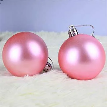 Yansanido 24pcs Small Christmas Ball 3cm /1.18'' Ornaments Shatterproof Christmas Decorations Tree Balls Pastel Tree Ornaments Pendant (Pink)