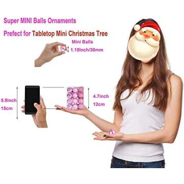 Yansanido 24pcs Small Christmas Ball 3cm /1.18'' Ornaments Shatterproof Christmas Decorations Tree Balls Pastel Tree Ornaments Pendant (Pink)