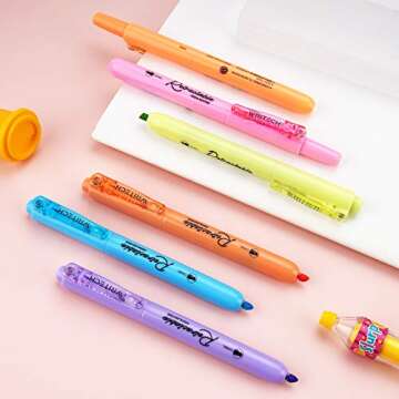 WRITECH Retractable Highlighters - No Bleed, Assorted Colors!