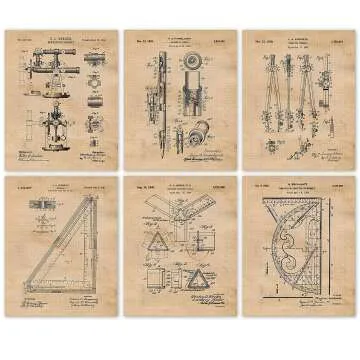 Vintage Architect Tools Patent Prints Set for Home Decor