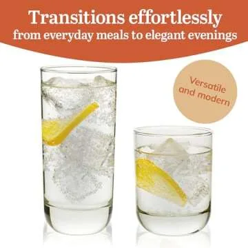 Libbey 31631 Polaris 16-Piece Tumblers & Rocks Glass Set - Elegant and Durable Drinkware