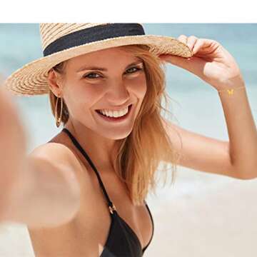 JoycuFF Christmas Gifts for Women Teen Girl Dainty Butterfly Bracelets Fashion 14K Gold Filled Chain W Initial Letter Handmade Link Bangle Cute Delicate Handmade Charm Inspirational Simple Jewelry