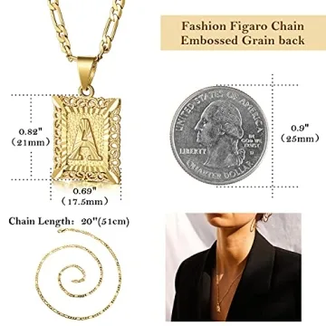 14K Gold Plated Initial Pendant Necklace for Men Women