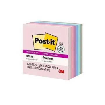 Post-it Super Sticky Notes, Eco-Friendly Pastel Collection
