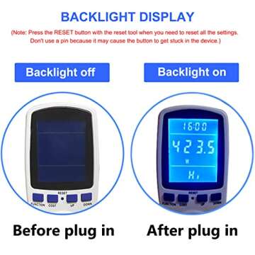 Upgraded Watt Power Meter Plug Home Electrical Usage Monitor Consumption, Energy Voltage Amps Kill Tester with Backlight, Overload Protection, 7 Modes Display