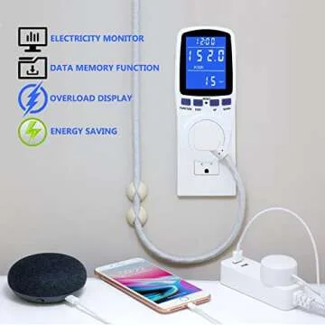 Upgraded Watt Power Meter Plug Home Electrical Usage Monitor Consumption, Energy Voltage Amps Kill Tester with Backlight, Overload Protection, 7 Modes Display