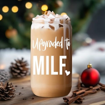 Fairy's Gift 16 oz New Mom Glass Cup w/Lid & Straw, Funny New Mom Gifts for Women - Christmas, Postpartum, Pregnancy Gifts for Expecting Mom, Pregnant Women, Mom to Be, Gifts for 1st Time Mom