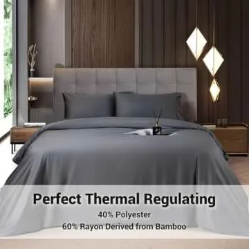 Shilucheng 4 Piece King Sheet Set, Cooling Sheets, Blend Rayon Derived from Bamboo, Deep Pocket Up t...