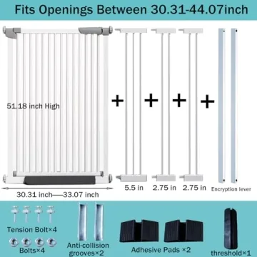 SHYUJAJIE Extra Tall Cat Pet Gate for Safety & Style