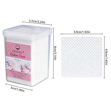 600 PCS Eyelash Glue Wipes Lint Free Nail Wipes, EBANKU Adhesive Wipes for Lash Glue Nail Polish Rem...