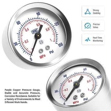 TAILONZ PNEUMATIC 1/4 Inch NPT Air Filter Pressure Regulator Combo Piggyback, Air Tool Compressor Filter with Gauge AW2000-02