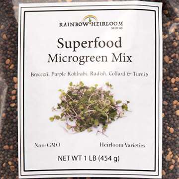 Superfood Microgreen Seeds Mix | for Microgreens Growing Trays | 1 LB | Heirloom Non GMO Purple Kohl...