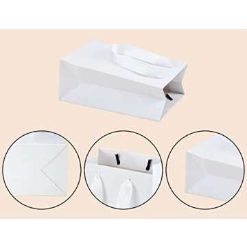 HUAPRINT White Gift Bags - 20 Pack Eco-Friendly Shopping Bags