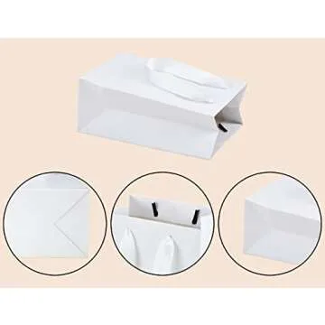 HUAPRINT White Gift Bags - 20 Pack Eco-Friendly Shopping Bags