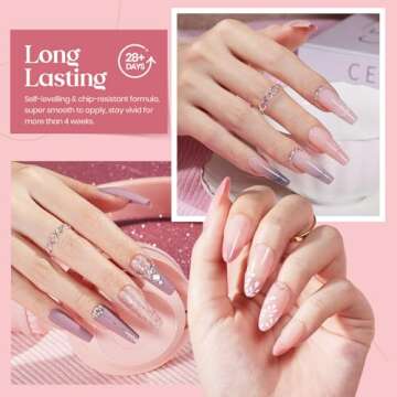 beetles Gel Nail Polish Set 6 Colors, pink nude gray glitter Gel Nail Polish Set Wedding Gel Polish Bridesmaid Nail Art Design Soak Off Uv LED Lamp Needed Manicure Set Valentines Day Gifts for Women