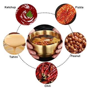 Roucerlin 4Pack Thick 304 Stainless Steel Bowls, Small Double Wall Rice Bowls, Stainless Steel Soup Bowl Salad Bowl Noodle Bowl, Metal Bowls for Fruit Cereal Snack Appetizer (Gold, 4.7in)