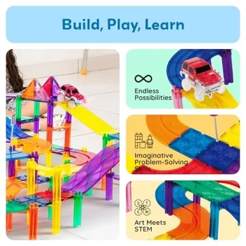 PicassoTiles 80 Piece Race Car Track Set for Kids