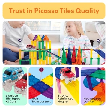 PicassoTiles 80 Piece Race Car Track Set for Kids