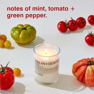 Malin + Goetz Tomato Candle – Home Grown Tomato Aroma Fragrance Scented Candle, Natural Wax Blend,...