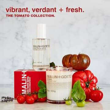 Malin + Goetz Tomato Candle – Home Grown Tomato Aroma Fragrance Scented Candle, Natural Wax Blend, Fresh & Verdant Scent, Vegan & Cruelty Free, Single Wick Candle, Lasts 60 Hours