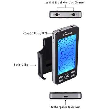 Tens Unit Plus 24 Rechargeable Electronic Pulse Massager Machine Multi Mode Device with All Accessories [New Model]