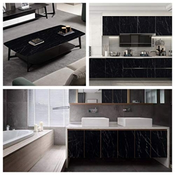 Arthome Black Marble Peel and Stick Wallpaper - 17"x120"