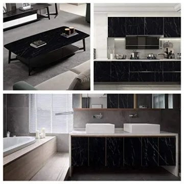 Arthome Black Marble Peel and Stick Wallpaper - 17"x120"