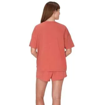 Hanes Women's Originals 2 Piece Lounge, Comfywear Supersoft Boxy T-Shirt & Sleep Shorts Loungewear S...