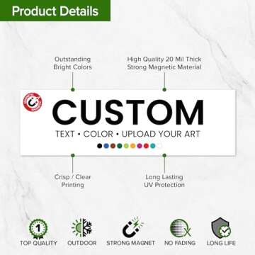 Custom Magnetic Bumper Sticker, Personalized Text and Logo for Cars, Fridge, Business Personal Use and Advertising Sign, 10x3 Inches, Magnet. USA Made by My Sign Center