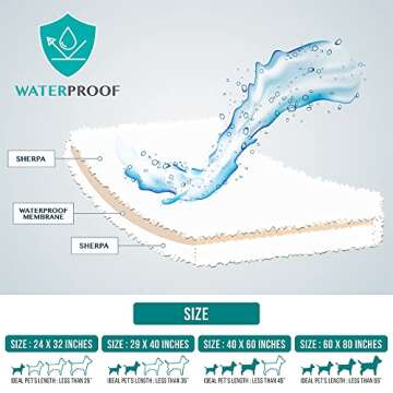 PetAmi Fluffy Waterproof Dog Blanket for Small Medium Dogs, Soft Warm Pet Sherpa Throw Pee Proof Cou...