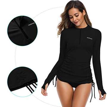 HISKYWIN Long Sleeve UV Protection Rash Guard for Women