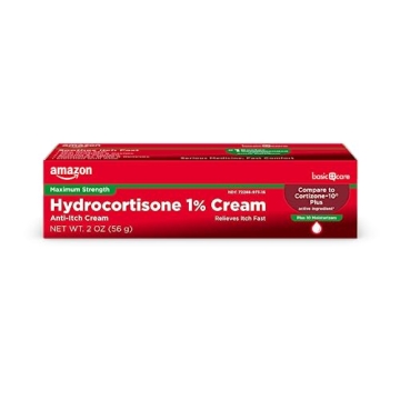Amazon Basic Care Maximum Strength Hydrocortisone 1 Percent Anti-Itch Cream Plus 10 Moisturizers, 2 ...