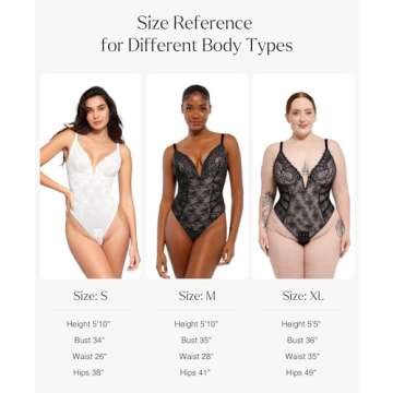 Popilush Lace Body Suits Women Shapewear Bodysuit Tummy Control Deep V Neck Backless Corset Tops Thong Body Shaper