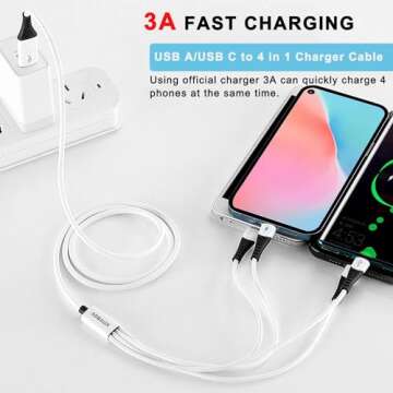 SDBAUX 6 in 1 USB A to USB C Multi Charger Cord