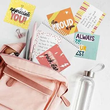 Funny Teen Lunch Box Notes / 3.5" x 3.5" Double Sided Motivational And Silly Mini Cards / 60 Tween Backpack Notecards/Made In The USA