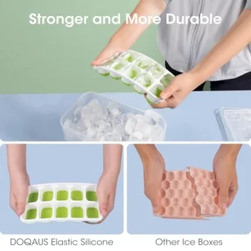 DOQAUS Ice Cube Trays - 4 Pack with Lid & Bin