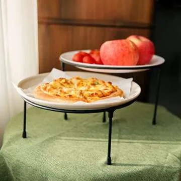 HPC DECOR Set of 3 Black Metal Wire Pizza Pan Riser Stands- Round Pizza Tray Riser Rack - Tabletop Display Racks for Food Platter Tray- Metal Display Stands for Home, Restaurant and Party