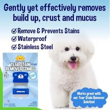 Bodhi Dog Tear Stain Remover Combs - Clean Crust, Dirt & Buildup Around Pet Eyes - Gentle, Durable, Easy-to-Use Grooming Tool for Dogs & Cats - Ideal for All Fur Types & Coats (Set of 2)