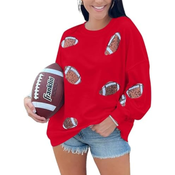 MOUSYA Women Sequin Football Sweatshirt for Game Day