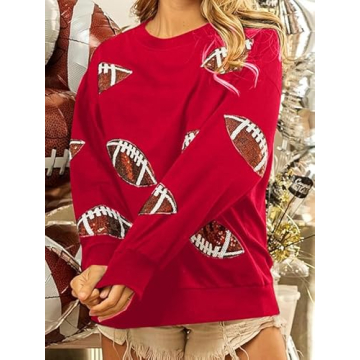 MOUSYA Women Sequin Football Sweatshirt for Game Day