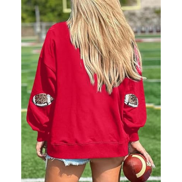 MOUSYA Women Sequin Football Sweatshirt for Game Day