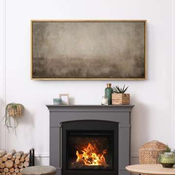 SIGNFORD Extra Large Framed Canvas Print Wall Art Abstract Neutral Ombre Minimalist Gradient Illustrations Modern Art Calm Warm for Living Room, Bedroom, Office - 60"x30"