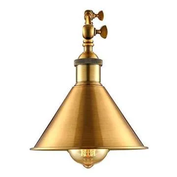 LITFAD Adjustable Brass Finish 1 Light Wall Sconce 7.5" Industrial Wall Lamp Mounted Lighting Fixture with Cone Shade